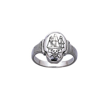 Jolly Roger Ship ~ Sterling Silver Ring TR3662 - Jewelry